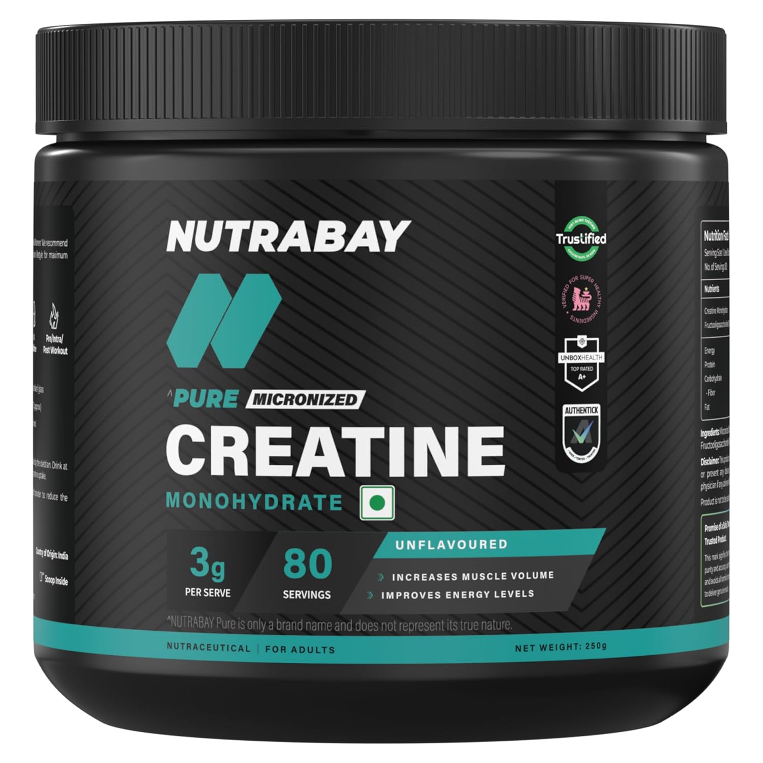 Nutrabay Pure Series Micronised Creatine Powder Monohydrate, Pre/Post Workout Bodybuilding, Crossfit Supplement, 250 g (Un... - Review, Price and Buying Guide