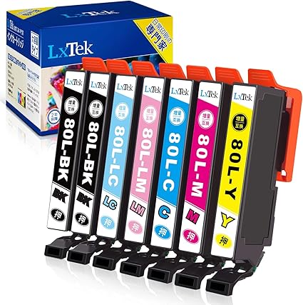 Amazon Co Jp Lxtek Ic6cl80l 互換インクカートリッジ エプソン Epson 用 Ic80l 80l とうもろこし インク 6色セット 黒1本 合計7本 大容量 説明書付 残量表示 個包装 Ep 982a3 Ep 707a Ep 807ar Ep 808aw Ep 977a3 Ep 979a3 パソコン 周辺機器