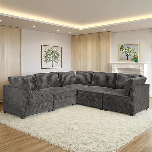 Miniatura 3 de Sofá modular modular en forma de L, cómodos sofás seccionales de gran tamaño para sala de estar, sofá cama convertible con diván para apartamento