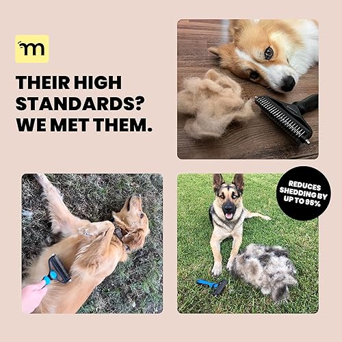 Miniatura 6 de MalsiPree Cepillo de aseo para perros para desprendimiento, herramienta 2 en 1 y rastrillo para pelaje interior para perros de pelo largo y corto