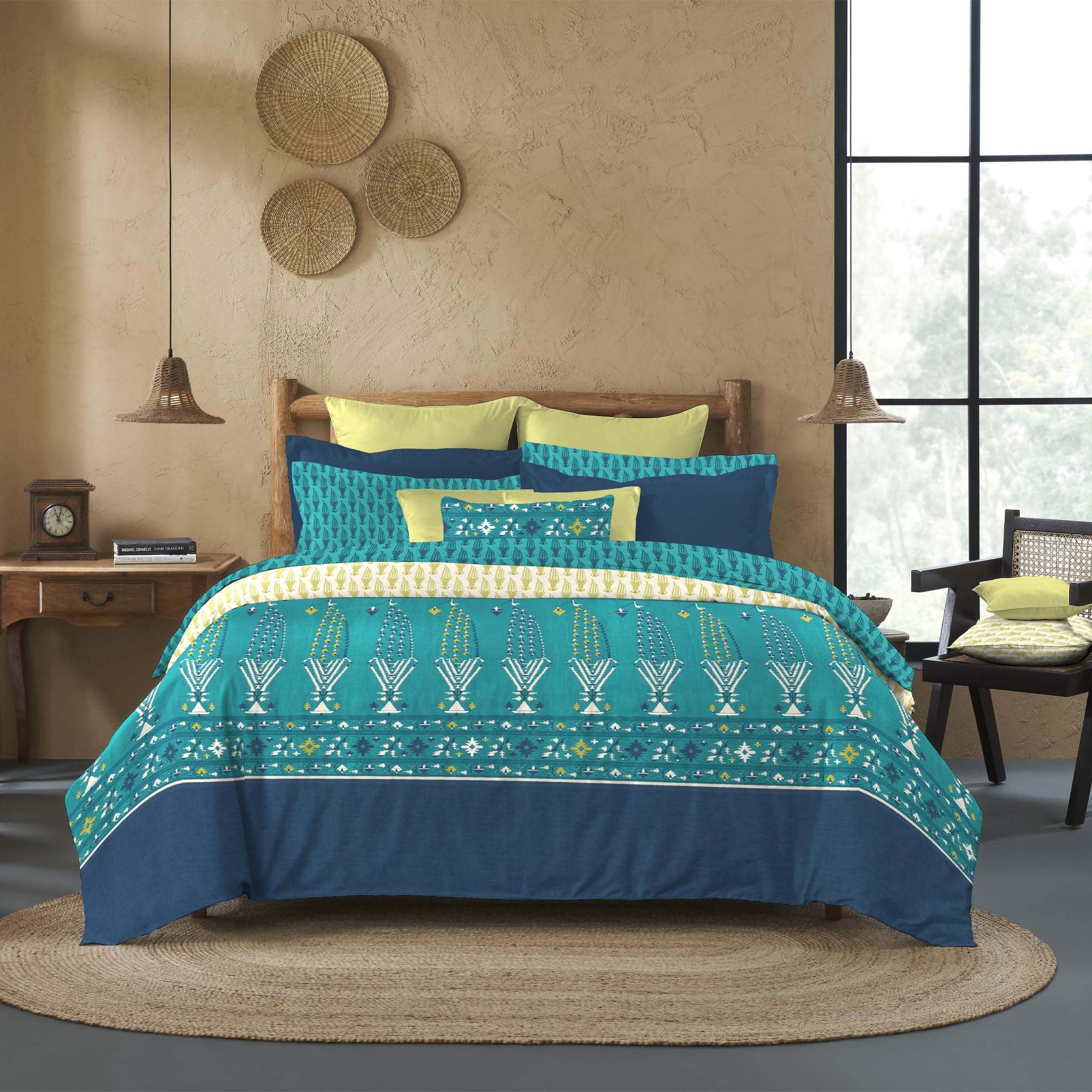 Trident Bedsheet King Size Bed Cotton | Cotton Bedsheets for Double Bed | 1 Bedsheet and 2 Pillowcases | Indian Traditional Craft | King Size Bedsheet Cotton | Sanskriti Collection - Paithani Teal (B0DDHF7H2S) Amazon Price History, Amazon Price Tracker