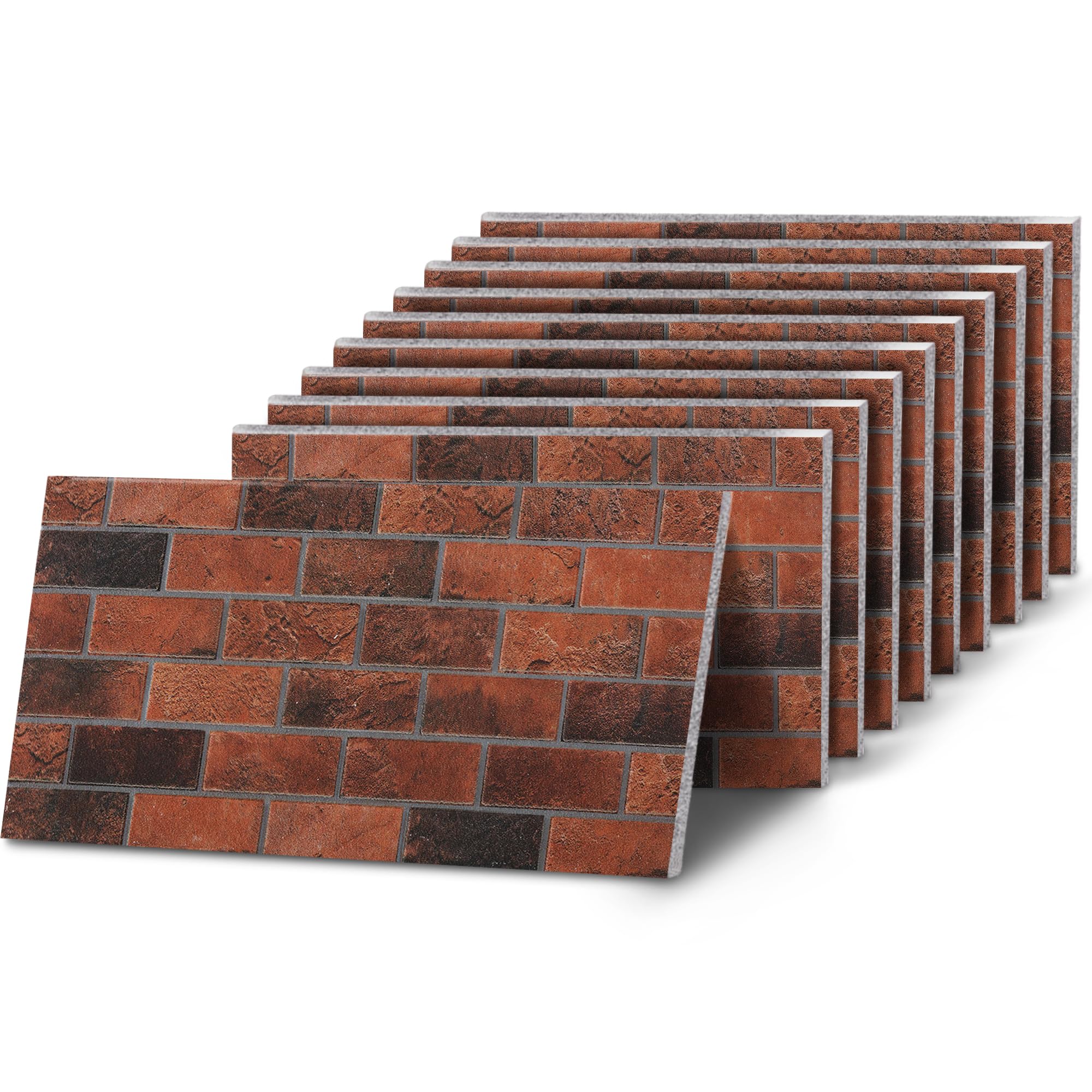 K&B Panels 3D Wall Panels, Classic Brick Effect Styrofoam Wall Panelling Kit, Lightweight, Easy to Install, Dual Insulation to Reduce Acoustic Noise, Indoor & Outdoor (Dark Burgundy) (10 Panels)