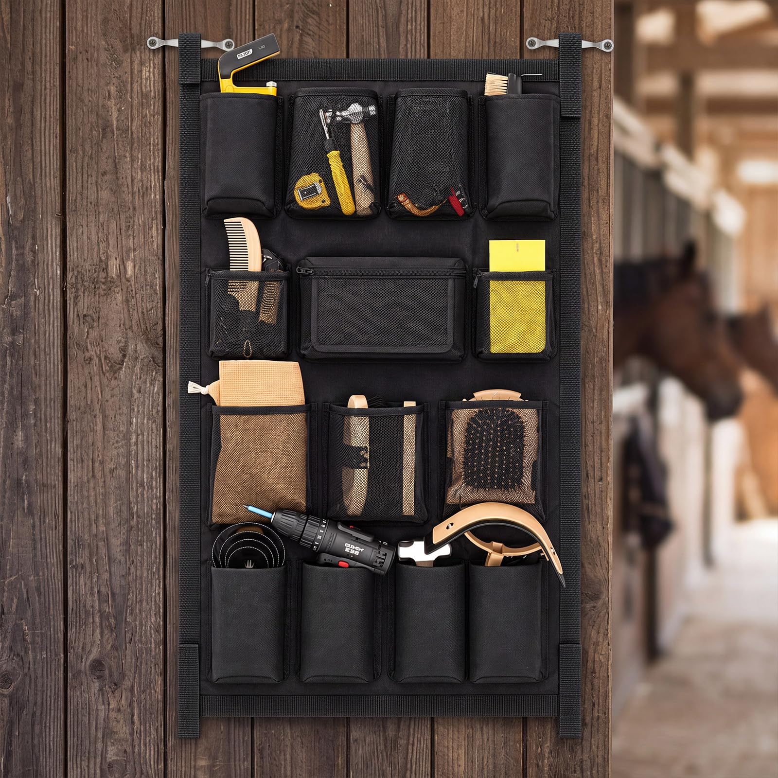 Abbylike Horse Trailer Organizer &amp; Grooming Bag, Door Caddy, Black