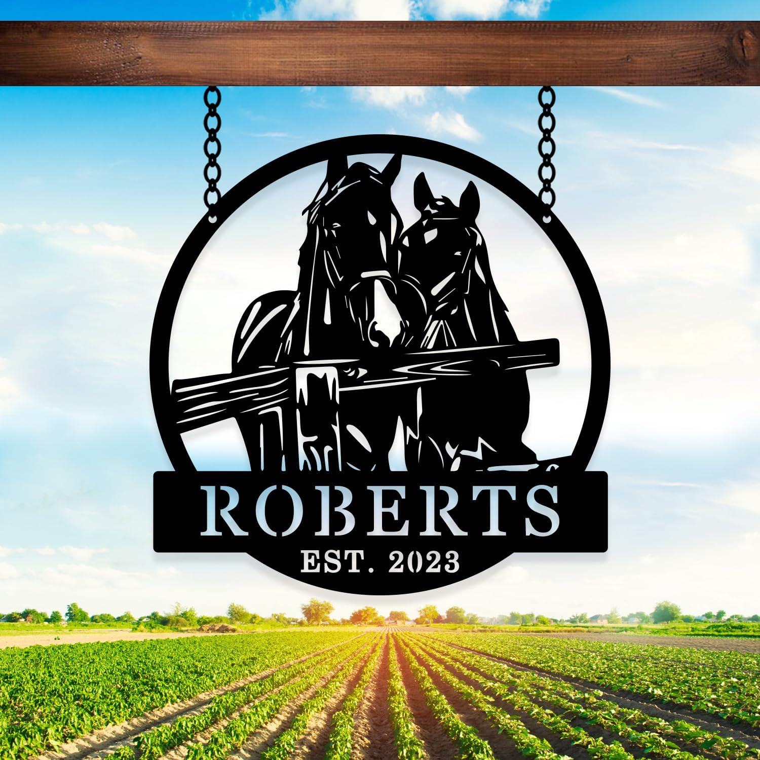 Custom Metal Horse Sign - Equestrian Farm Decor, Outdoor Last Name Sign, Ranch Wall Decor