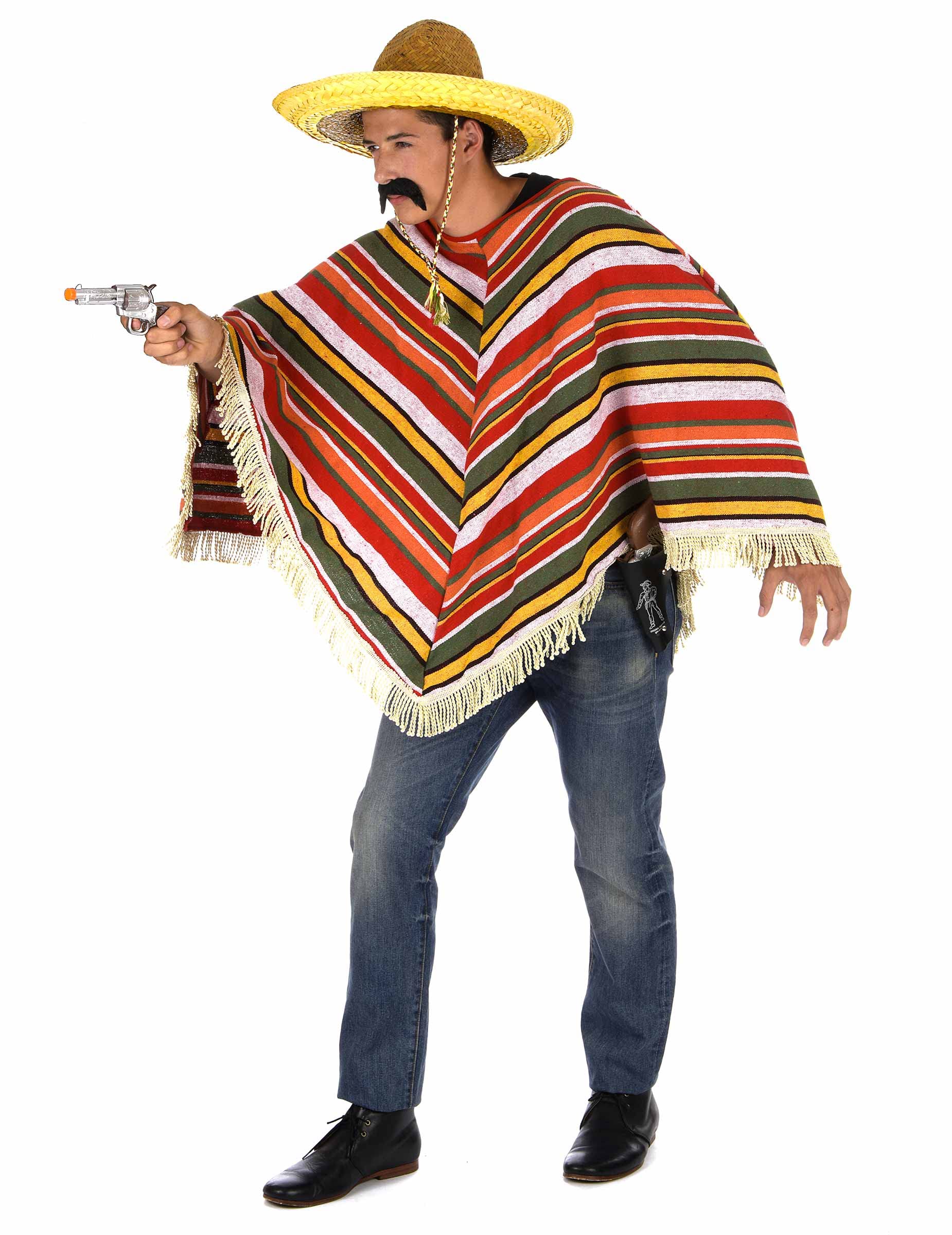 DEGUISE TOI Mexikanischer Poncho für Erwachsene bunt - Multicolore