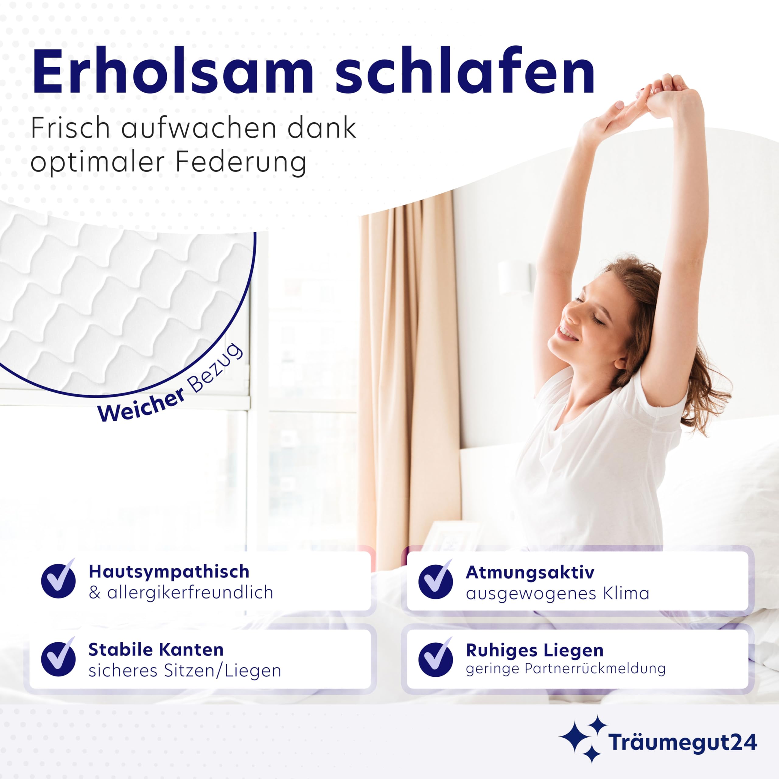 Träumegut24 Taschenfederkern Matratze 120 x 200 cm | 21 cm Höhe | Größe + Härtegrad wählbar | 7-Zonen-System für ergonomisches Liegen | Oeko-TEX Zertifiziert | (120x200, H3)
