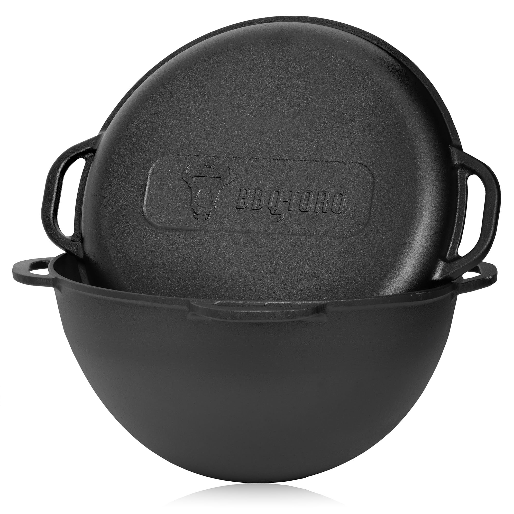 BBQ-Toro Kazan Olla de Hierro Fundido 19 Litros con Estufa Kazan Ø 45 cm | Olla de Hierro Fundido XXL con Tapa | Hervidor de Goulash, Estufa de Exterior | Estufa de Leña, Uchag, Uchak | Camping