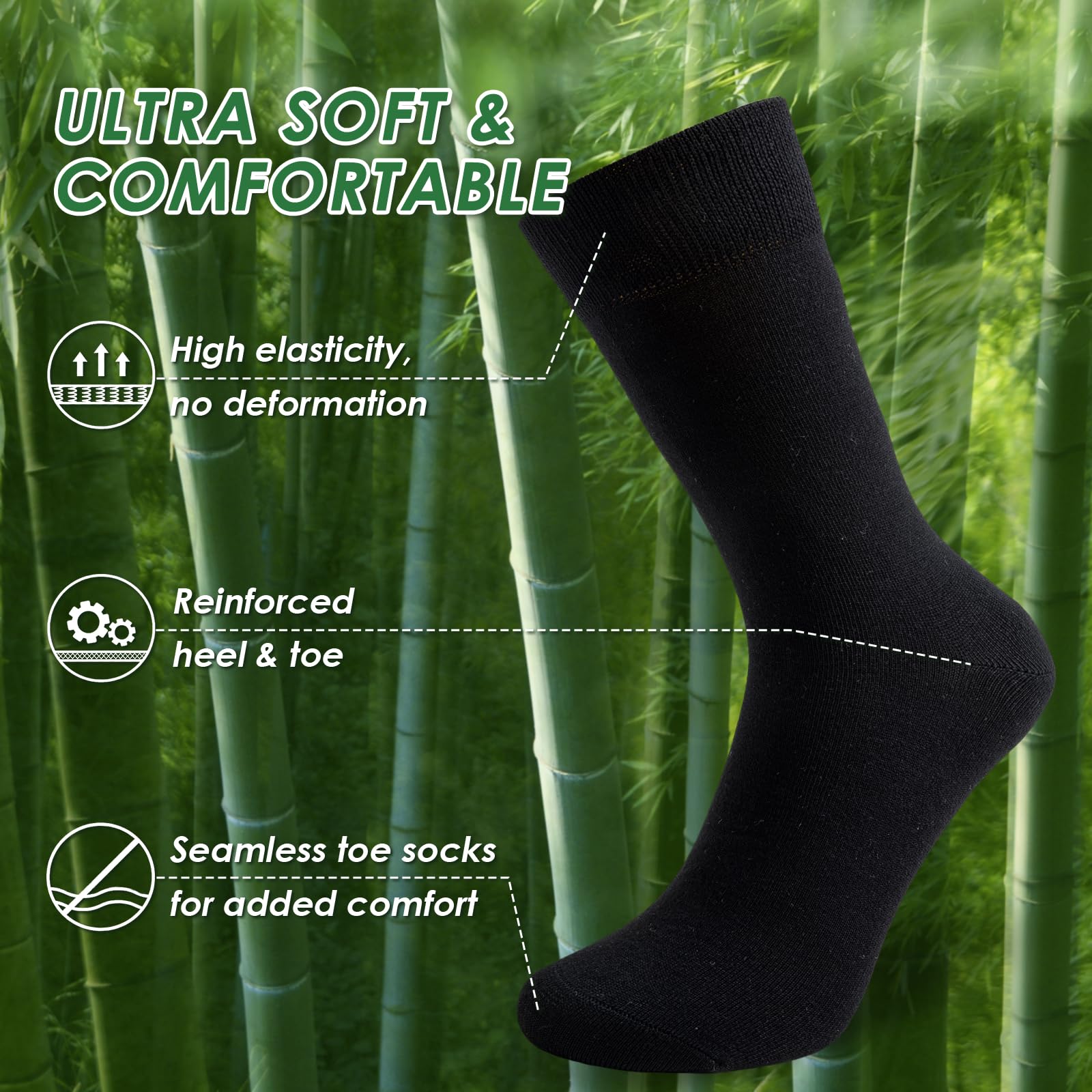 Niofind Calzini Uomo Donna, Calze in Bambù Senza Cuciture, Morbidi e Traspiranti, Classici Nero e Bianco, Ideali per Lavoro, Sport, Camminata, Casual, Unisex 6 Paia