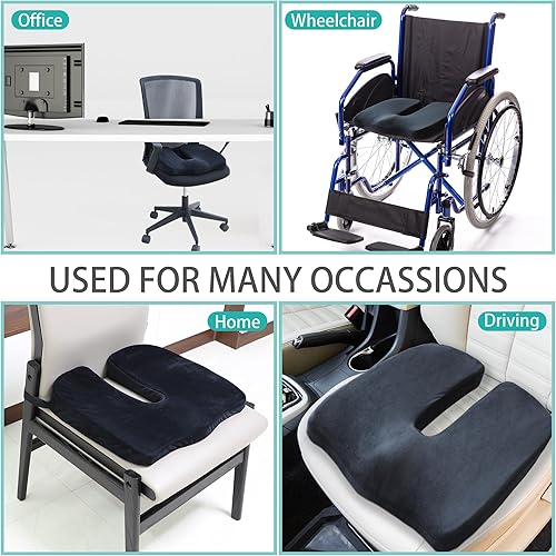 Miniatura 6 de Cojín grande para asiento de automóvil de oficina, alivio de presión, corte en U extendido de 10 pulgadas, ciática y espalda, coxis, coxis, alivio