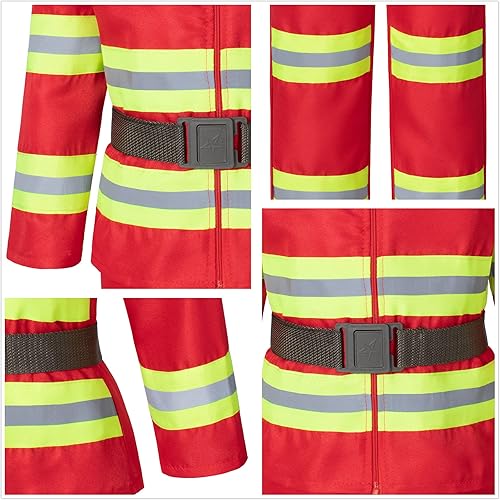 Miniatura 5 de Disfraz de jefe de bomberos para niños, color rojo (51.2 in 6-7 años), Rojo -