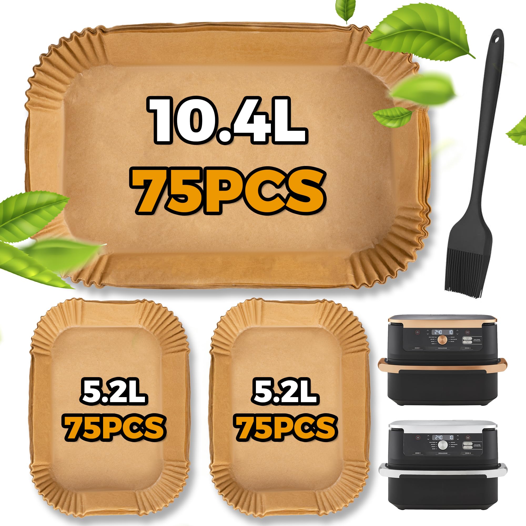 Pietuley 225 Piezas Papel Freidora Aire para Cosori 10L, Accesorios Freidora de Aire Papel Air Fryer Cuadrado Para Ninja Flex Drawer Dual AF500EU 10.4 L, Moldes Para Freidora de Aire