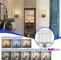 Vista 3 de Juego de 2 apliques de pared que funcionan con pilas, apliques de pared inalámbricos recargables con bombilla RGB de 10000 mAh, aplique de pared