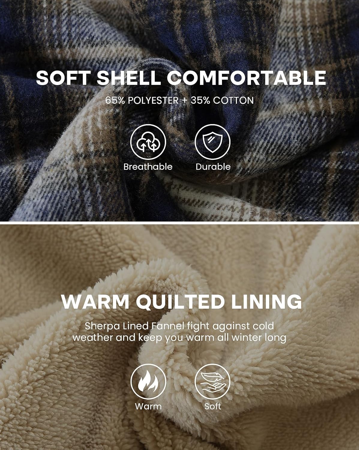 Men's Zip Up Flannel Shirt Jacket Fleece Lined Long Sleeve Plaid Coat Heavyweight Hoodie with Hood - Image 5