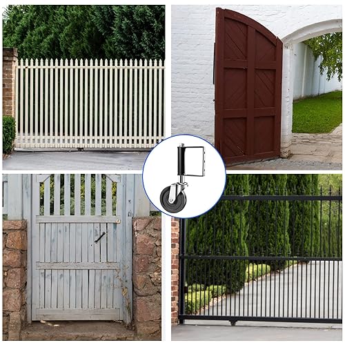 Miniatura 7 de Ruedas de puerta de 5 pulgadas, 2 ruedas de puerta, rueda de puerta negra con resorte, ruedas de puerta resistentes con tornillos, 220 libras para