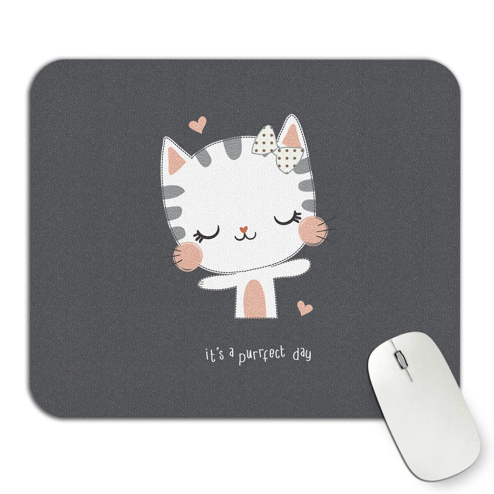 ToLuLu Square Mouse Pads, Personalized PU Leather Mouse Mat, Waterproof Ultra Smooth Mousepads, Non-Slip Suede Base Mouse Pads for Wireless Mouse Gaming Office Laptop Computer PC, Cute Cat
