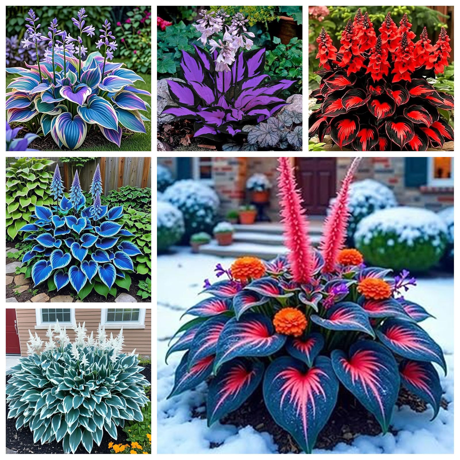 Brillinat Mixed Hosta Bulbs for Planting Now UK/Strong Plants that Grow Fast/Golden Jade Carving Feels Wonderful-2 Bulbs-B