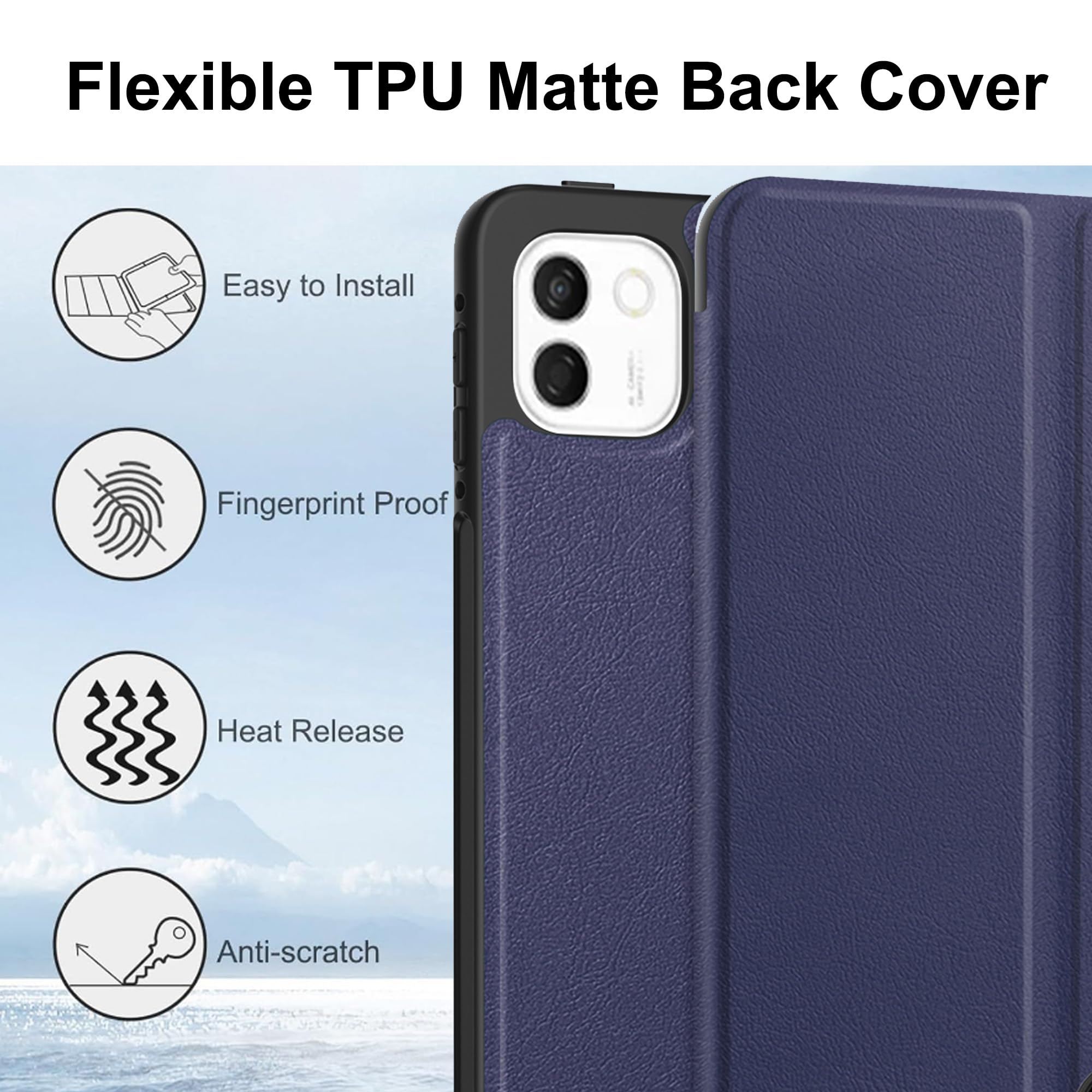 Custodia per Honor Magic Pad 4 12.3" Cover in Pelle Case, + [1 Pezzi] Vetro Temperato Pellicola Protettiva [Auto Svegliati/Sonno][Supporto Funzione ] [Anti-Scratch] Blu