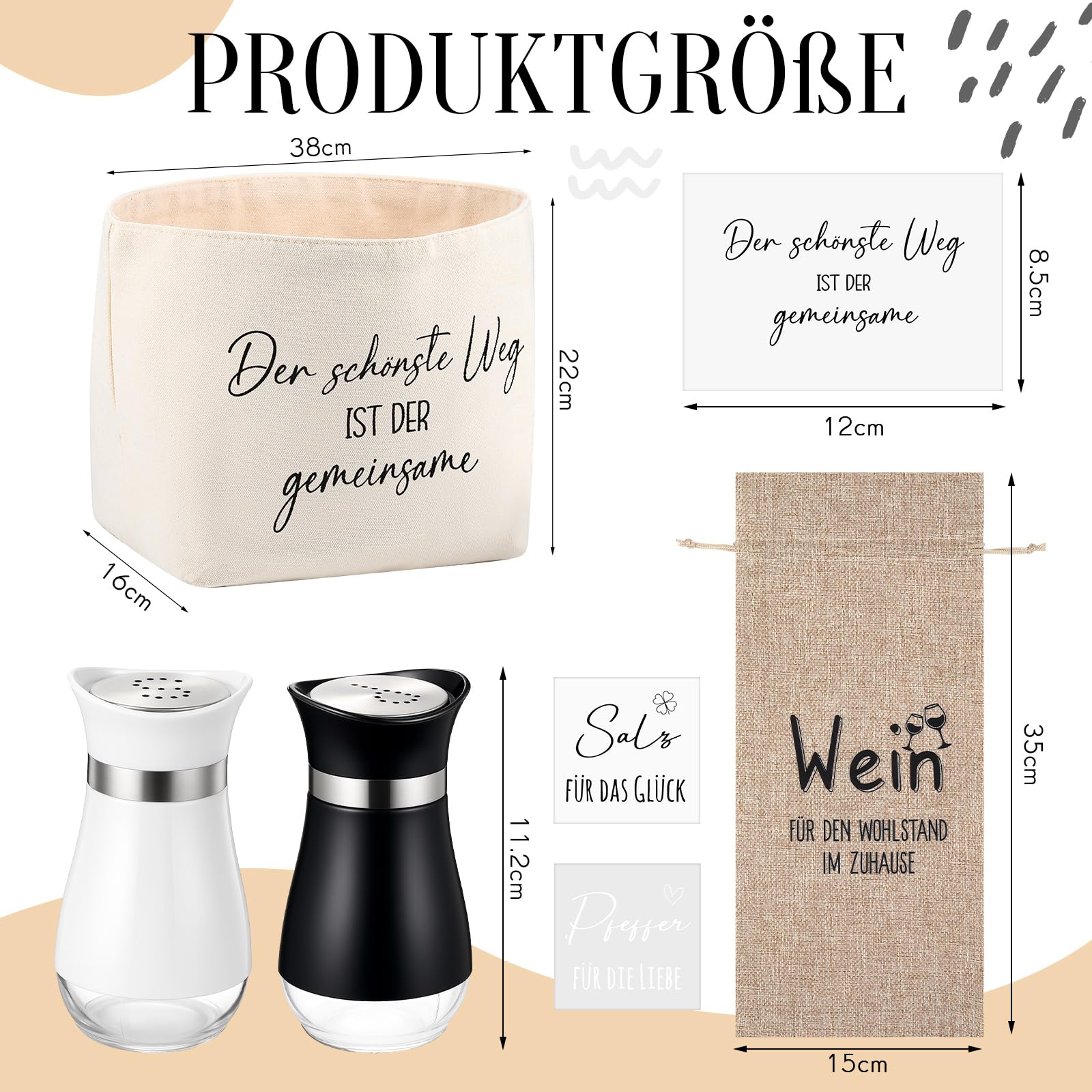 Sinmoe Hochzeitsgeschenk für Brautpaar Brotkorb Salz und Pfefferstreuer Jute Weinbeutel Hochzeitskarte Einzugsgeschenke Haus Geschenkideen zur Hochzeit Hochzeitstag Silberhochzeit Verlobungsgeschenk