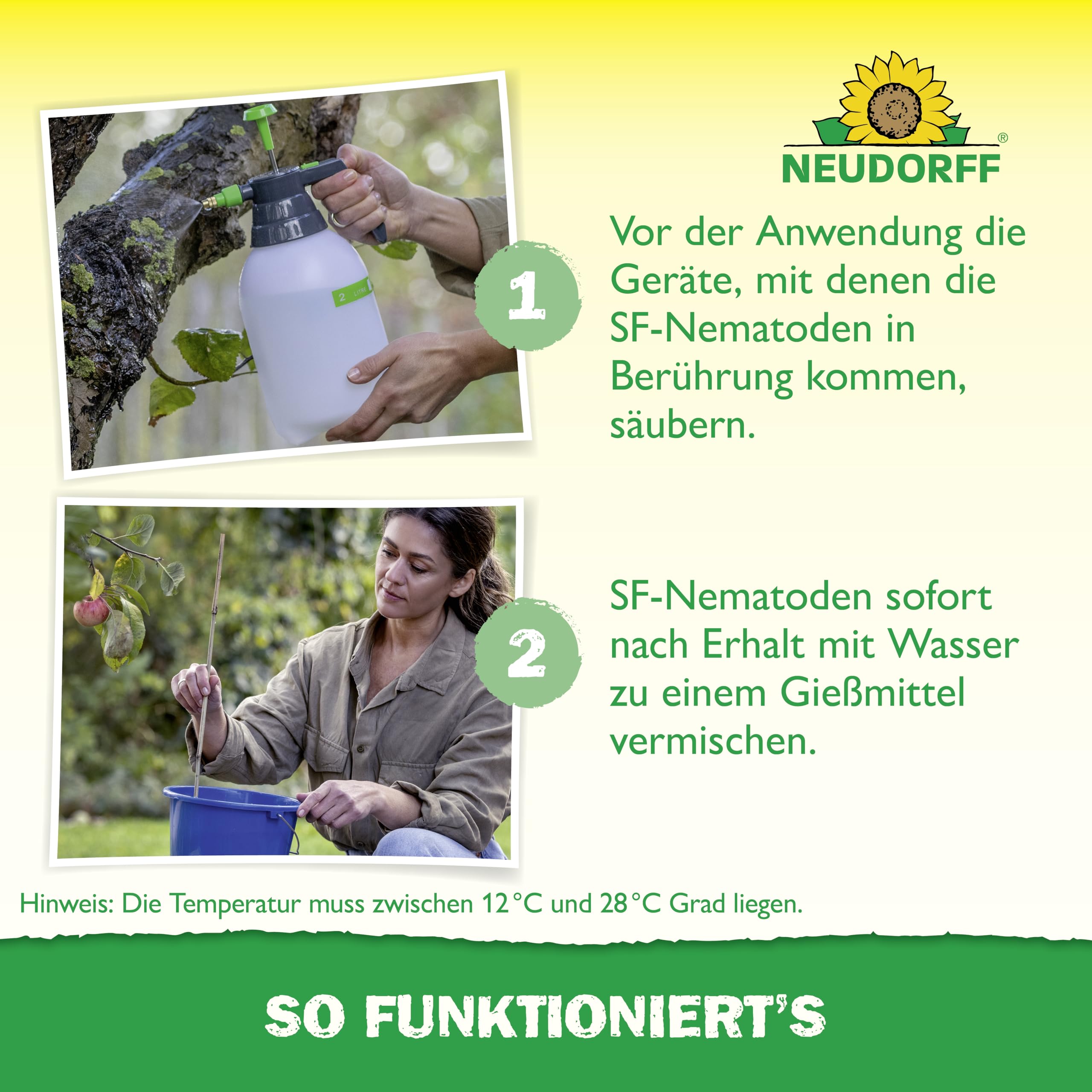Neudorff Nützlinge gegen Apfelwickler – 5 Mio. SF-Nematoden zur natürlichen und schnellen Bekämpfung von Apfelwickler-Larven. Für 5 Apfelbäume