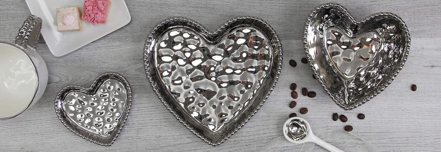 Pampa Bay Love is in the Air Heart Porcelain Bowl, Silver