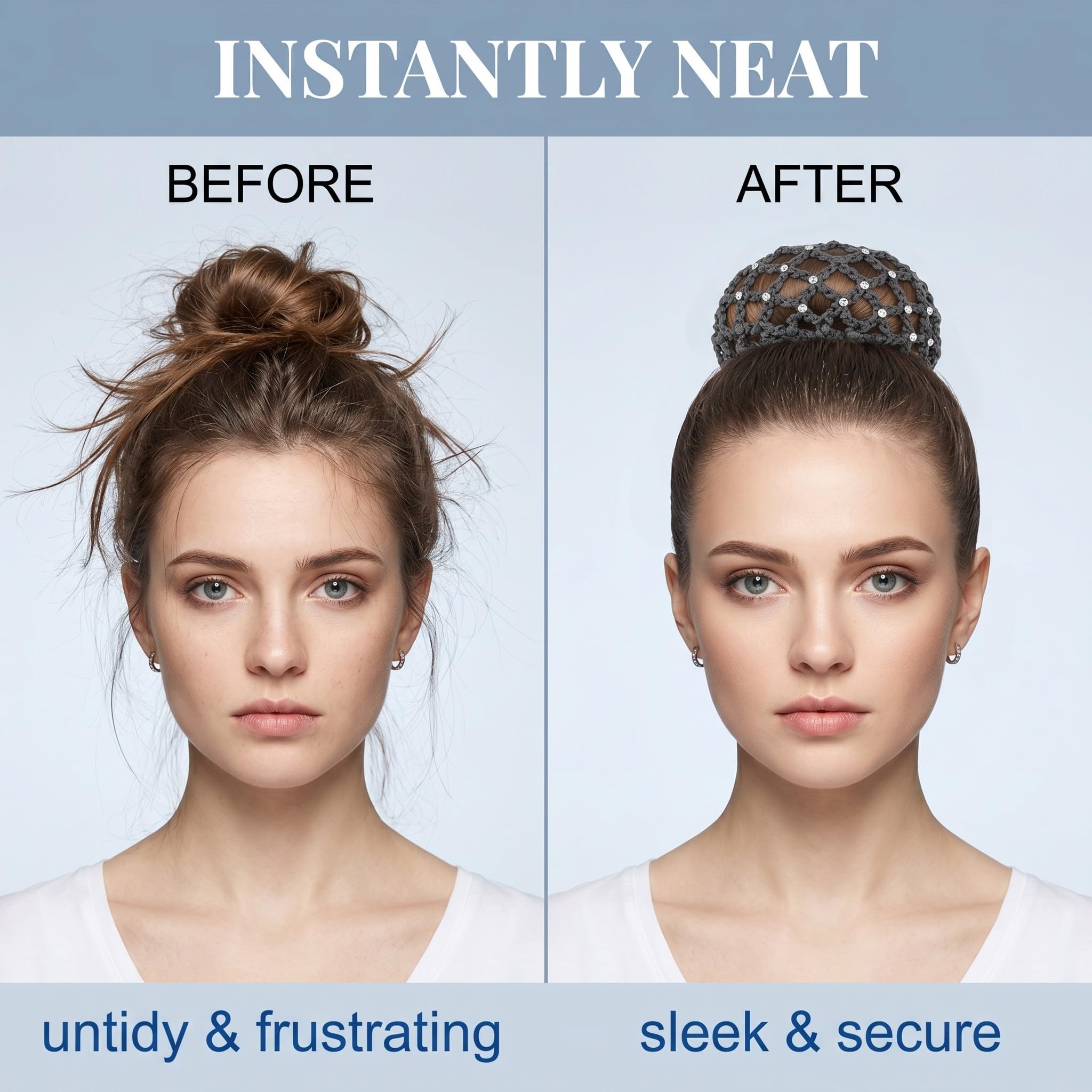 4 Pezzi Retina per Chignon Bambina e Donna, Retine per Capelli Chignon per Danza Classica e Pattinaggio, Accessori Capelli Elastici in 4 Colori (Nero, Bianco, Blu, Grigio Scuro)