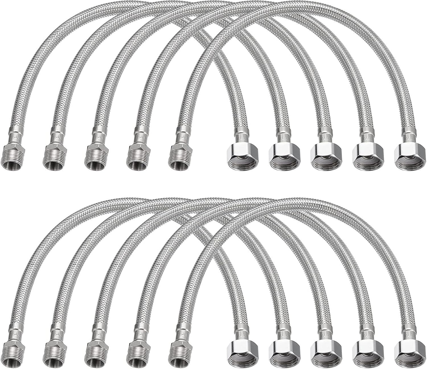uxcell 16 Inch Long Faucet Supply Line Connector, 10pcs G3/8 Male