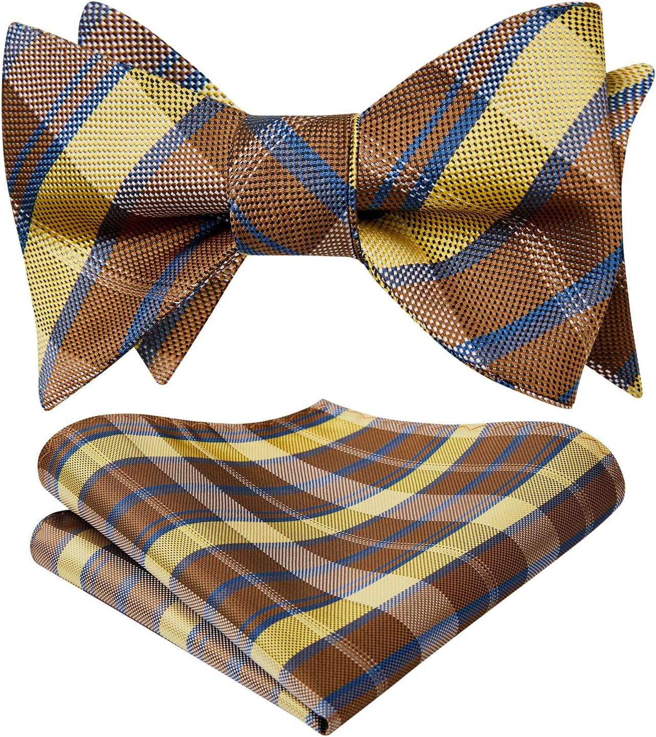 Bow Ties for Men Check Plaid Self Tie Bow Tie and Pocket Square Bowtie Formal Tuxedo Wedding Bowties Handkerchief Set