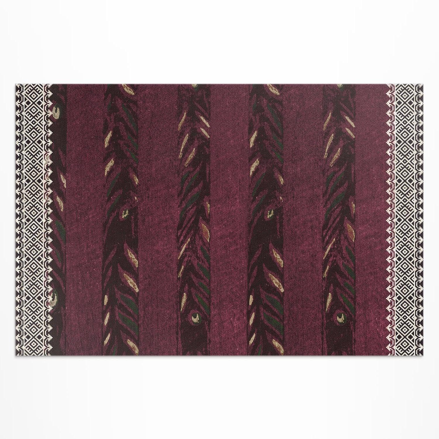 Tapis de balcon et terrasse 80x120 cm style rayures feuillues pour décoration extérieure