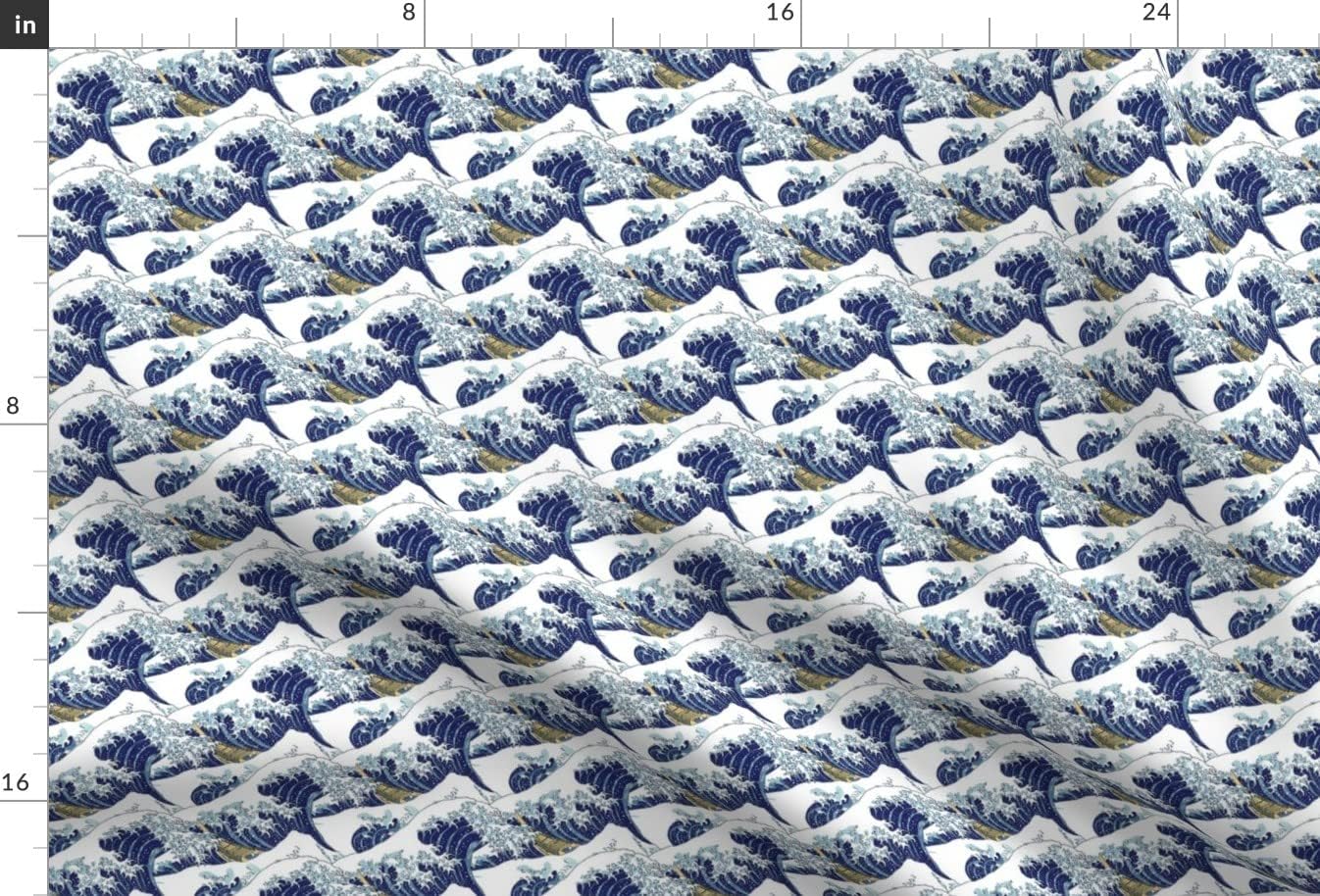 Spoonflower Fabric - Tiny Waves Japanese Wave Print Printed on Minky Fabric by The Yard - Sewing Baby Blankets Quilt Backing Plush