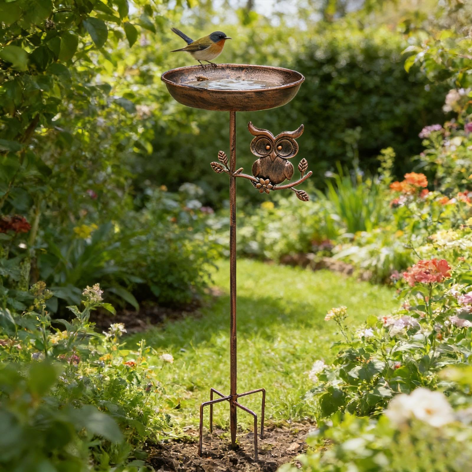 Colcolo Mangiatoia per Uccelli da Esterno, Decorazione da Giardino, Idea Regalo, Robusta Mangiatoia in Ferro E Metallo con a 5 Punte per Uso Esterno.