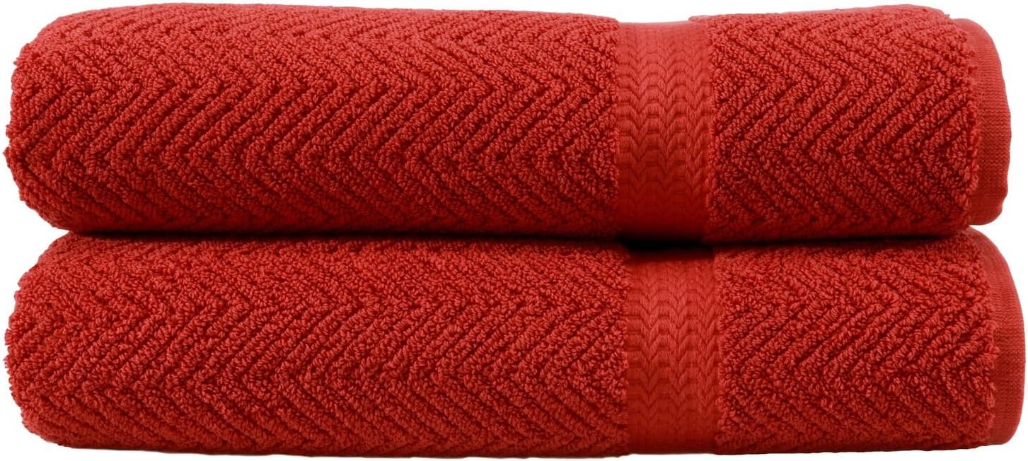 Linum Home Textiles Herringbone 100% Turkish Cotton Bath Towels (Set of 2)
