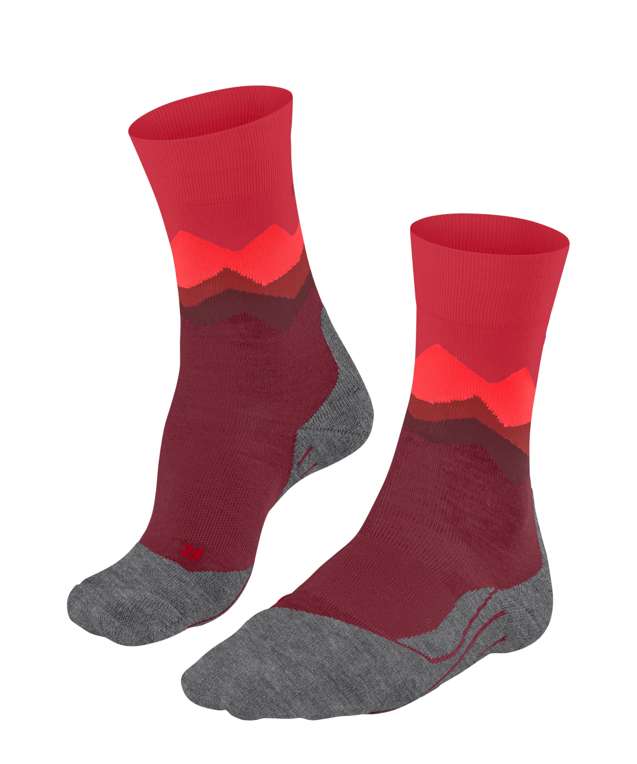 FALKE Women's TK2 Explore Crest W So Wool Thick Anti-Blister 1 Pair Hiking Socks, Red Ruby 8830, 5.5-6.5