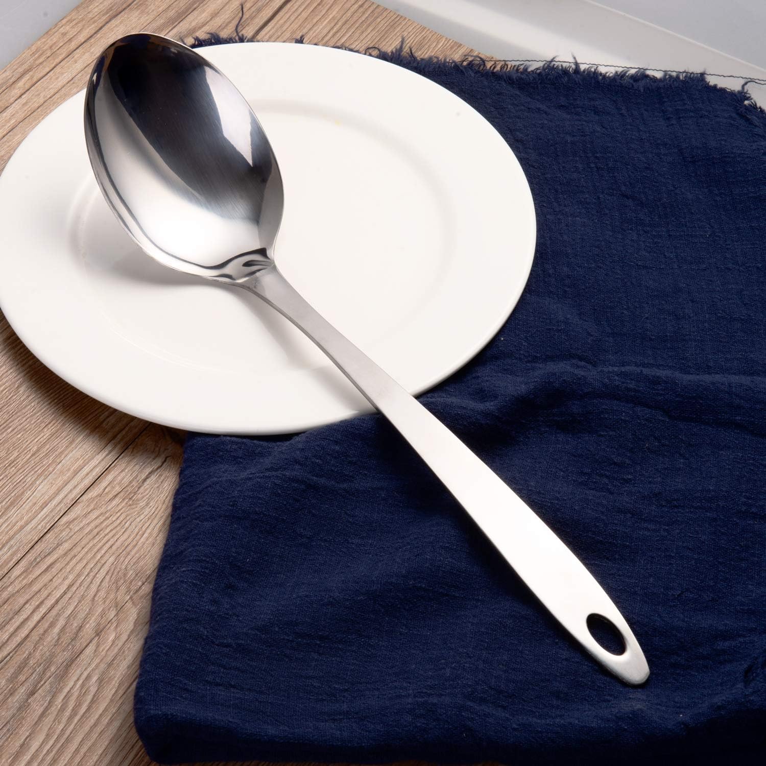 IMEEA Cooking Spoon Stainless Steel Large Serving Spoon Slotted Spoons for Cooking 12.8-Inch, Set of 2