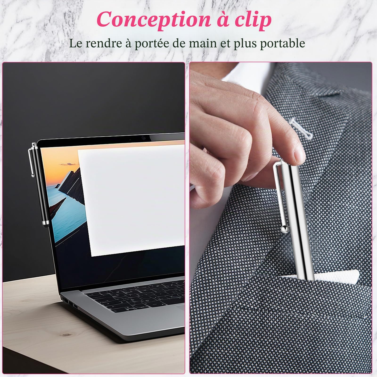 Andibro Stylets Universels pour Écrans Tactiles, 2 Pièces, Compatibles Tablette Smartphone Ordinateur Portable