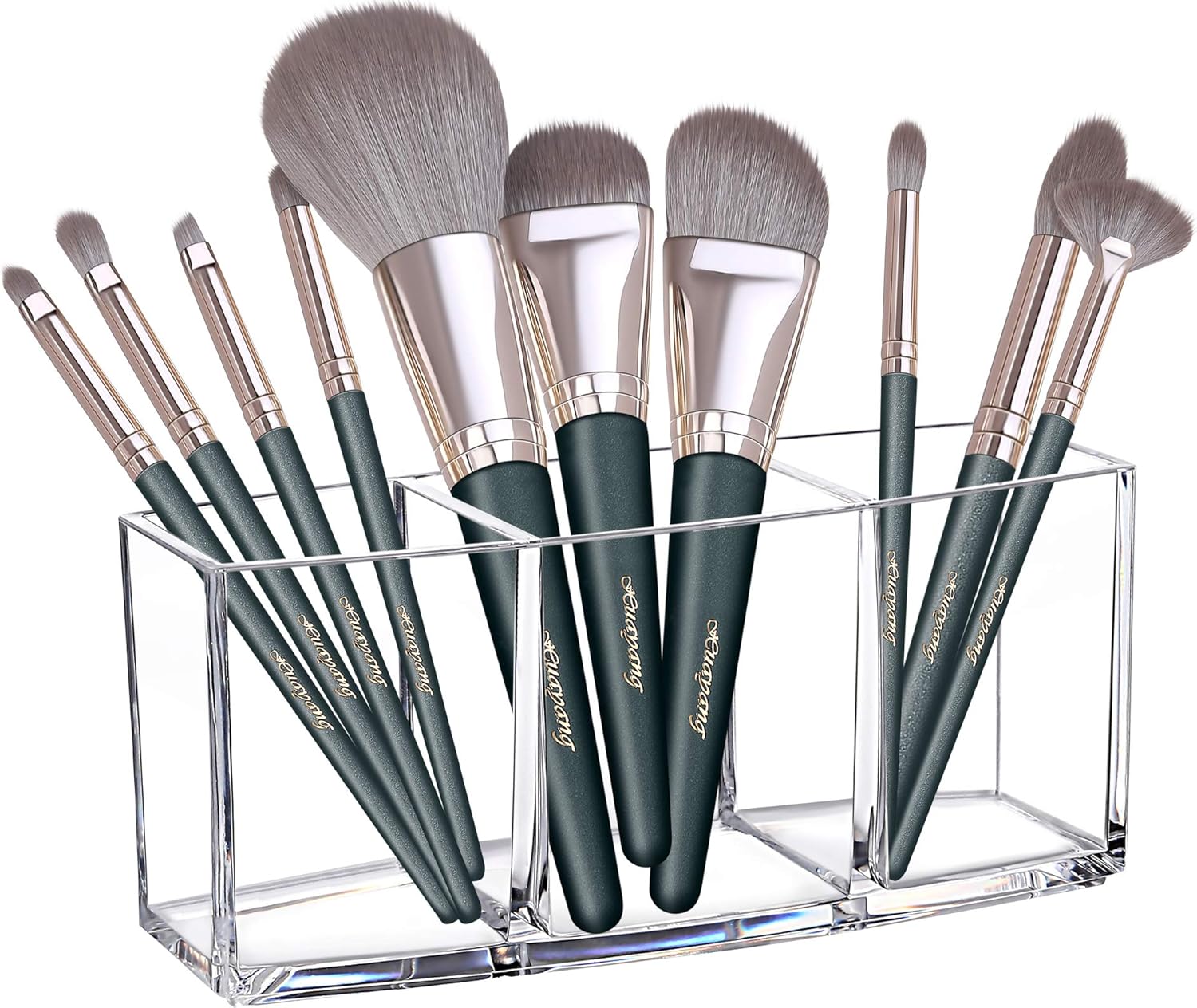 Sooyee Makeup Brush Holders,3 Slot Acrylic Makeup Brush Holder,Makeup Brush Organizer for Vanity,Dresser and Countertop,Cosmetic Display Cases,Clear : Beauty & Personal Care