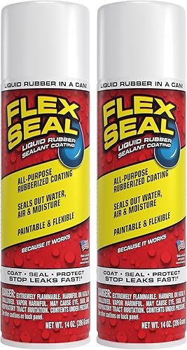 Miniatura 76 de Flex Seal - Sellador de 14 onzas, paquete de 2, transparente, detiene fugas, revestimiento de goma impermeable en aerosol, para canaletas, madera