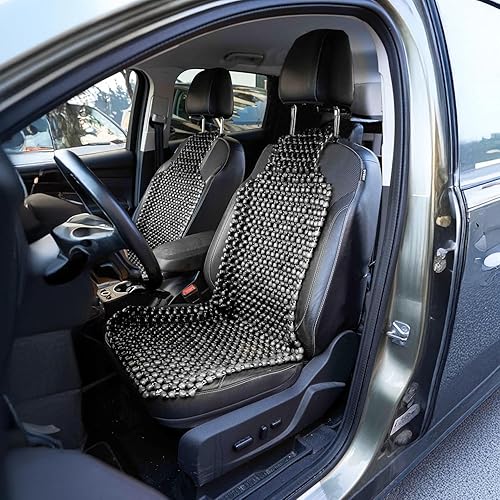 Miniatura 8 de ZONETECH Cojín para Asiento con Cuentas de Madera Negra - Cojín Masajeador de Calidad Premium con Encordado Doble para Conducir sin Estrés Todo el