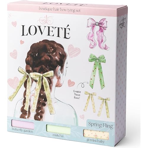 Loveté Hair Bow Tying Set - Spring Fling (3 Pack) – Premium DIY Coquette Fashion Accessories for Kids & Tween Girls Ages 6-12