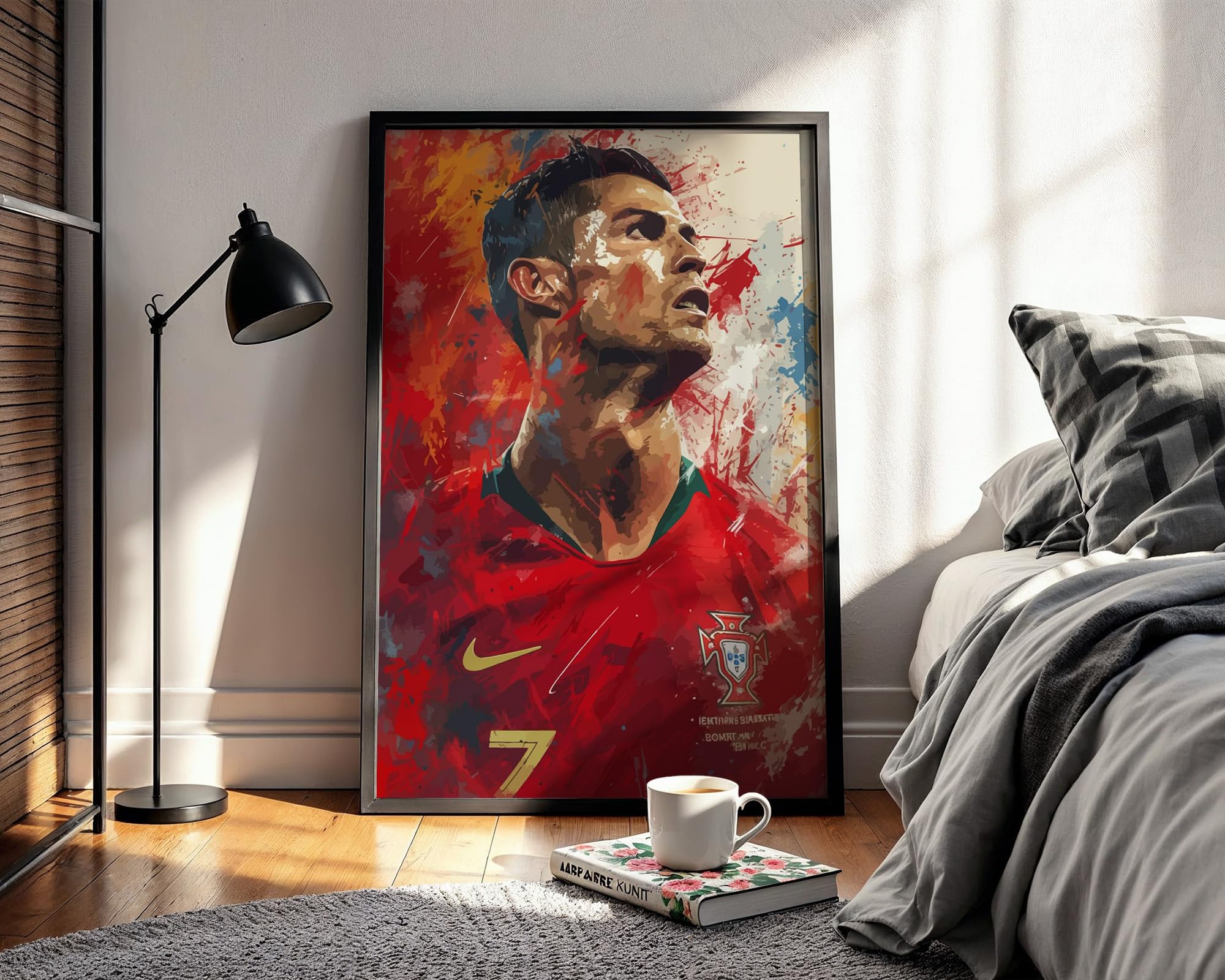 Waltractive Cristiano Ronaldo Framed Poster Wall Art Portrait - Perfect Wall Decor for Bedroom, Kids Room and Dorm for cr7 fan - Available in 33x23 and 48x33 CM (13x9 and 19x13 Inch) (A, 9x13 Inch, Cristiano Ronaldo Framed Poster)-image-20