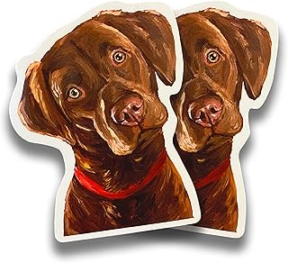 TWO Chocolate Lab Sticker - Cute Chocolate Lab Car Sticker - Chocolate Labrador Vinyl Sticker - Waterproof Chocolate Lab Sticker - Labrador Retriever Sticker - Lab Sticker - Dog Window Sticker
