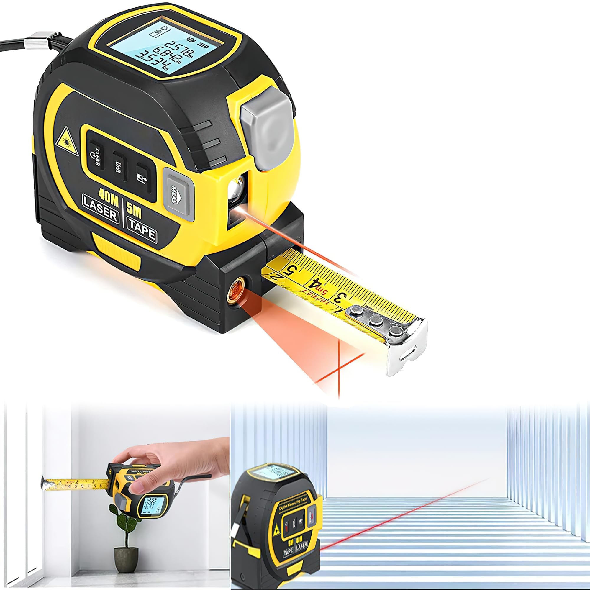 TAUDI 3-in-1 Digital Measuring Tape Device, Auto Electronic Distance Meter Tool with Infrared Measurement and Laser Level Line, 40 Meter Measurement Tape for Electric Tools (B0D797TH1D) Amazon Price History, Amazon Price Tracker