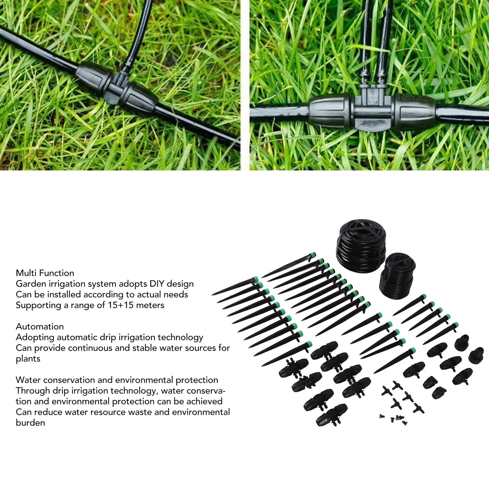 Haofy Sistema de Riego de Jardín Sistema de Riego de Jardín Kits Automáticos de Riego por Goteo para Camas de Jardín Elevadas Sistema de Riego por Goteo de Césped