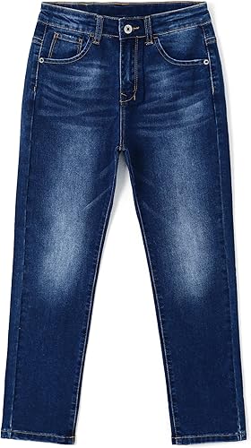 KIDSCOOL SPACE Boy Jeans,Big Kid Elastic Band Inside Straight Fit Denim Jeans Pa