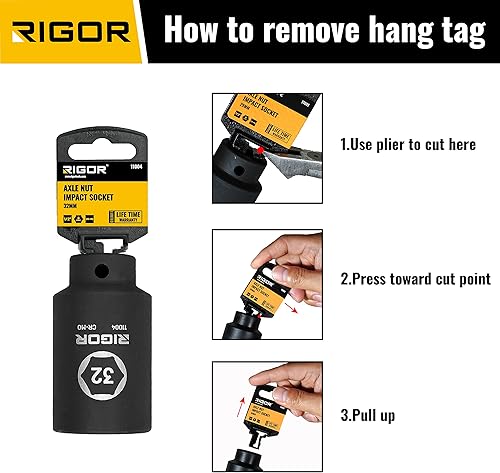 Miniatura 6 de RIGOR 11004 - Enchufe de impacto de tuerca de eje de 1.260 in, accionamiento de 12 pulgada, 6 puntos, profundo, CR-MO, métrico, ajuste rápido para