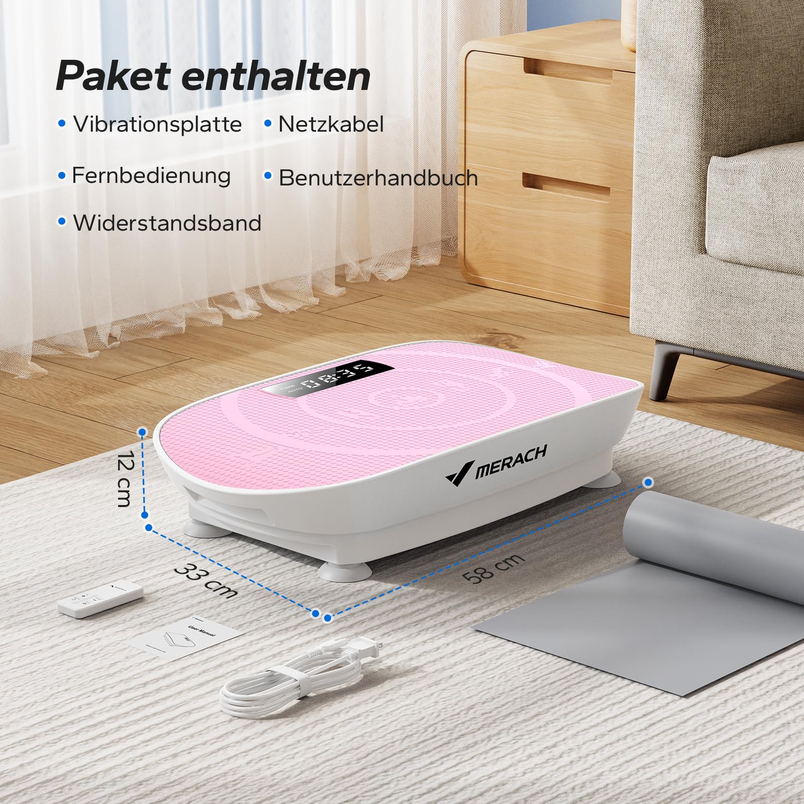 MERACH Vibrationsplatte, Leistungsstarke Vibrationsplattform für Ganzkörpertraining, Muskelaufbau und -formung, Automatische Geschwindigkeitsregelung, Eingebauter Bluetooth-Lautsprecher