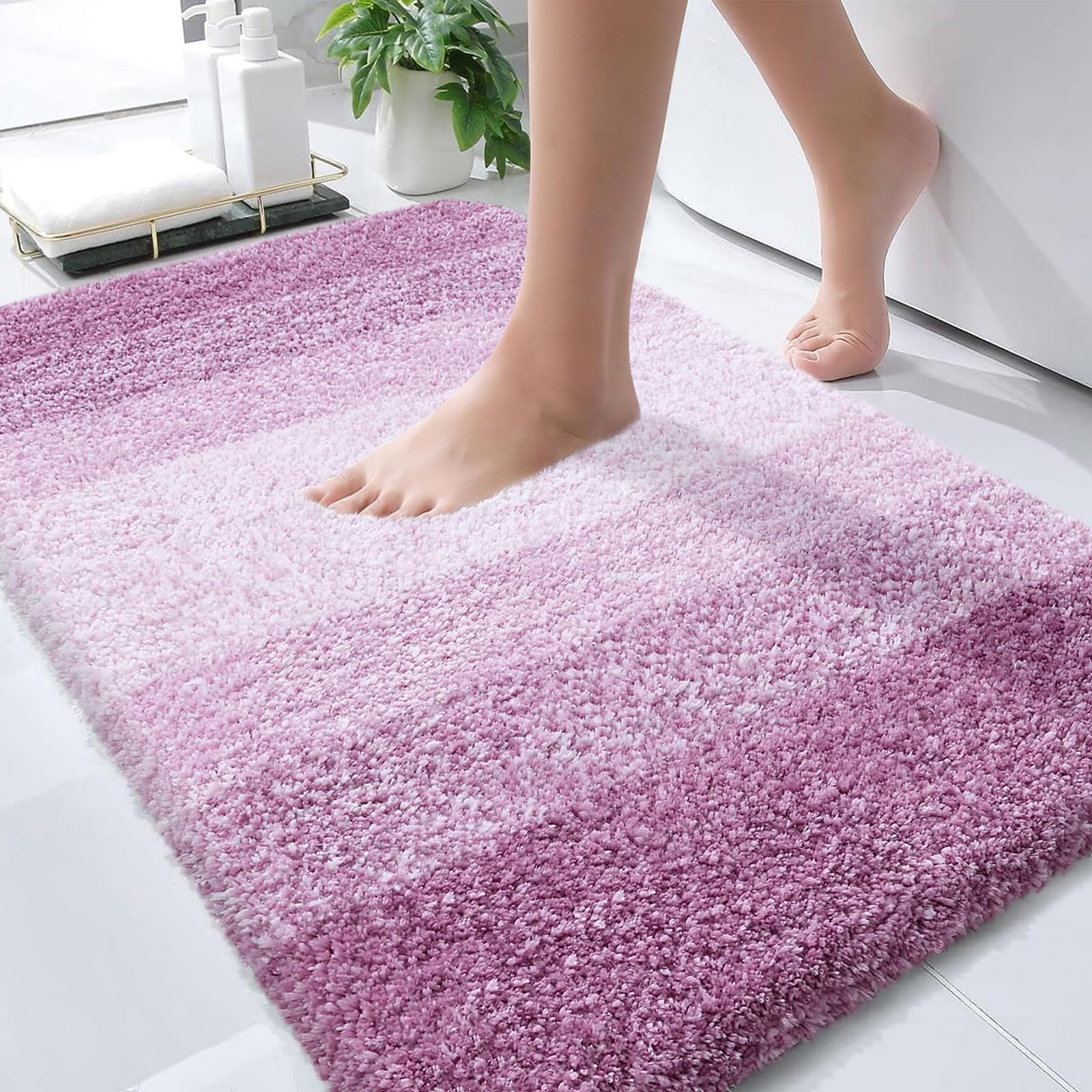 OLANLY Bathroom Rug Mat 30x20, Extra Soft and Absorbent Microfiber Bath Rugs, Non-Slip Plush Shaggy Bath Carpet