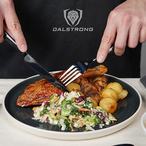Miniatura 8 de DALSTRONG Juego de cubiertos  20 piezas  Acero inoxidable de alto carbono negro  Cuchillo de cena, tenedor de cena, cuchara de cena, tenedor de