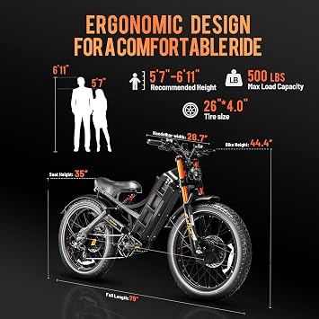 eAhora 6000W Romeo Pro 3 Dual Motor Electric Bike for Adults 52MPH, 60V70A, 26x4 Fat Tire Full Suspension All Terrain Ebike for Men Women, Up to 300 Miles for Snow Off-Road Commuter Mountain E-Bike