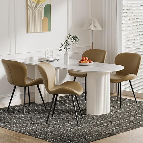 Miniatura 37 de Nalupatio Juego de 6 sillas de comedor, modernas sillas de comedor con respaldo cómodo, sillas de cocina tapizadas gruesas, 19 pulgadas de altura