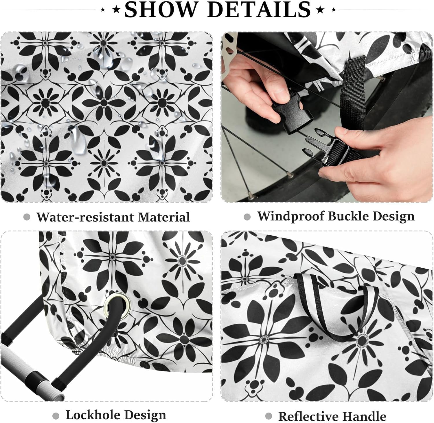 ALAZA Geometric Abstract Floral Bike Cover Waterproof Outdoor Ebike Bicycle Covers Tarp Protection for 1/2 Bikes, Sun UV Dust Wind Proof